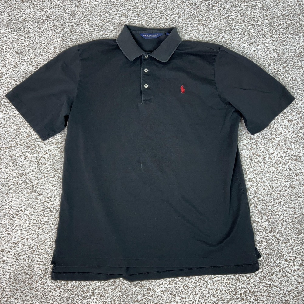 Polo‎ Ralph Lauren Polo Shirt Mens Large Black Pima Cotton Golf Casual Classic